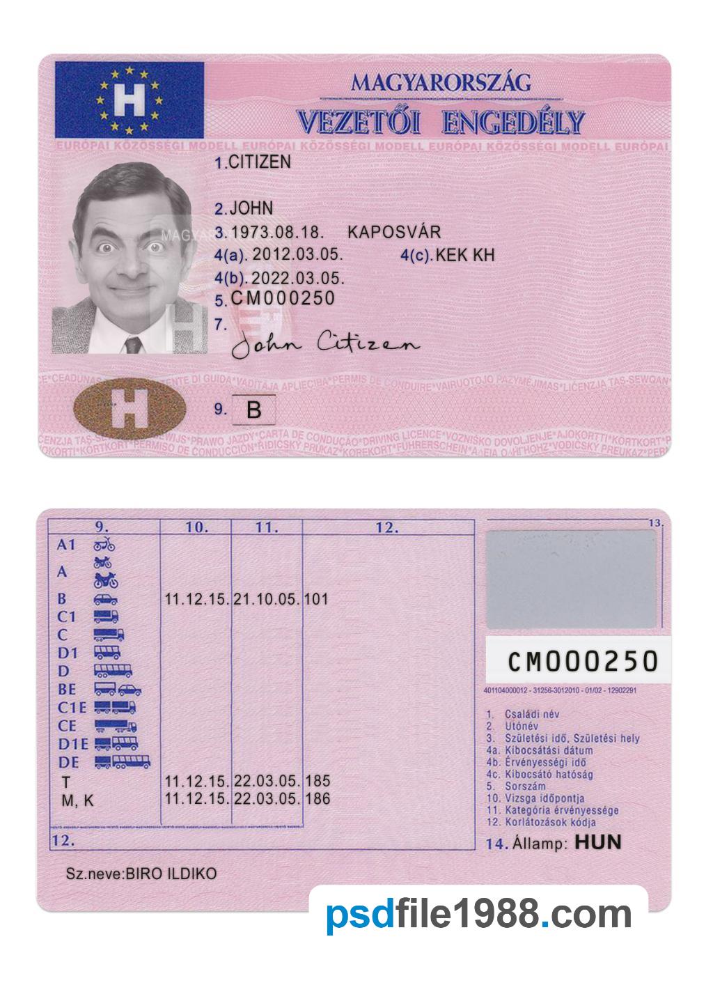 Hungary Driving License Version 2